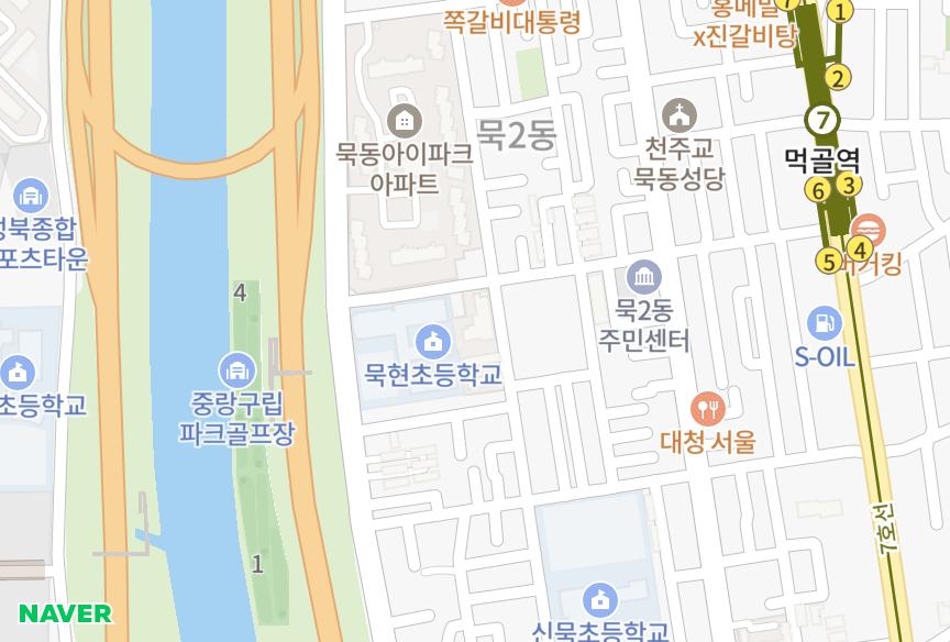 서울특별시 중랑구 묵동 세원 위치·실거래 시세 지도
