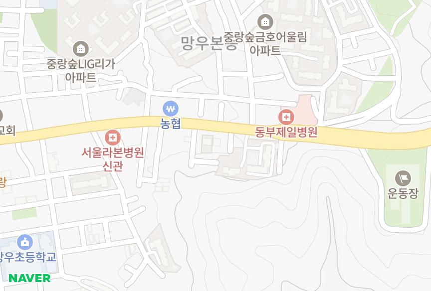 서울특별시 중랑구 망우동 다우하임 위치·실거래 시세 지도