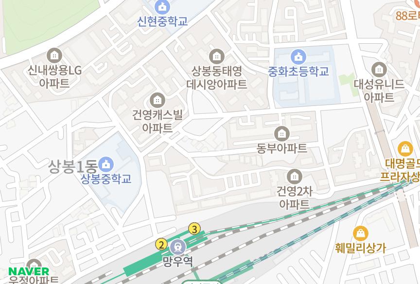 서울특별시 중랑구 상봉동 동성네스트빌 위치·실거래 시세 지도
