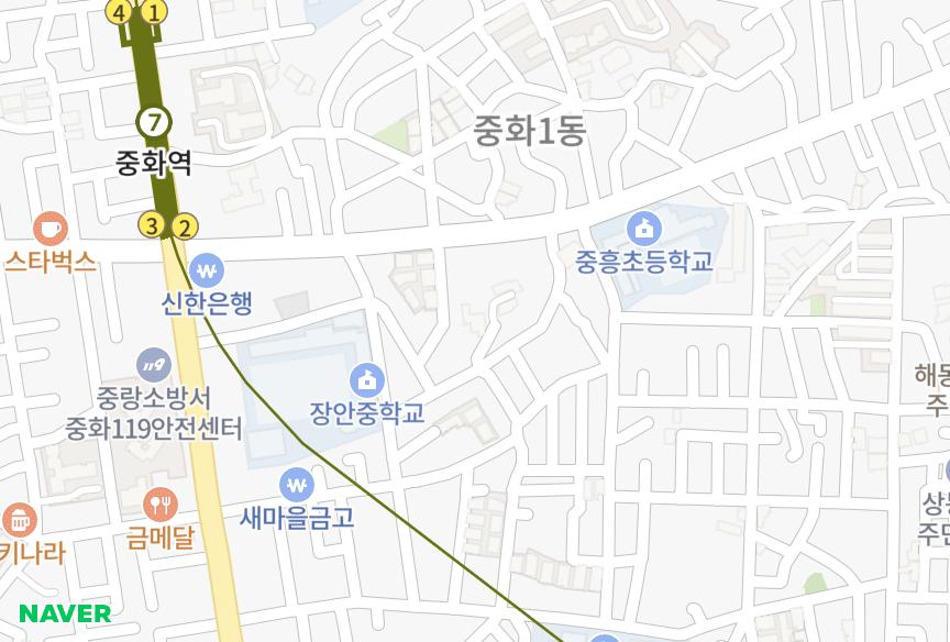 서울특별시 중랑구 중화동 로얄 위치·실거래 시세 지도