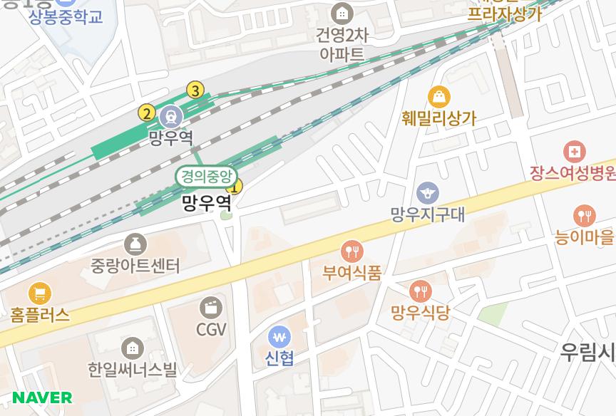 서울특별시 중랑구 상봉동 한국프라우드 위치·실거래 시세 지도