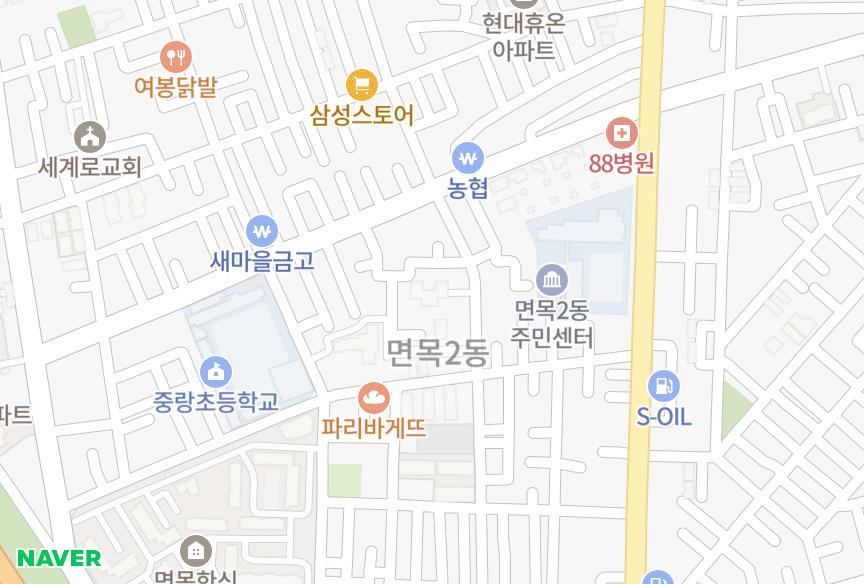 서울특별시 중랑구 면목동 대명미르테 위치·실거래 시세 지도