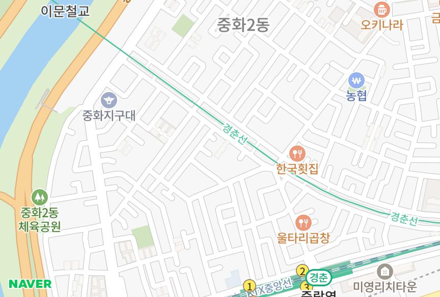 서울특별시 중랑구 중화동 태솔 위치·실거래 시세 지도