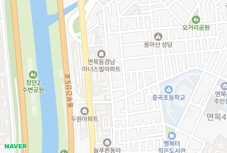 서울특별시 중랑구 면목동 동일 위치·실거래 시세 지도