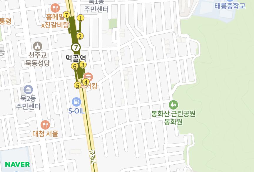 서울특별시 중랑구 묵동 백운 위치·실거래 시세 지도