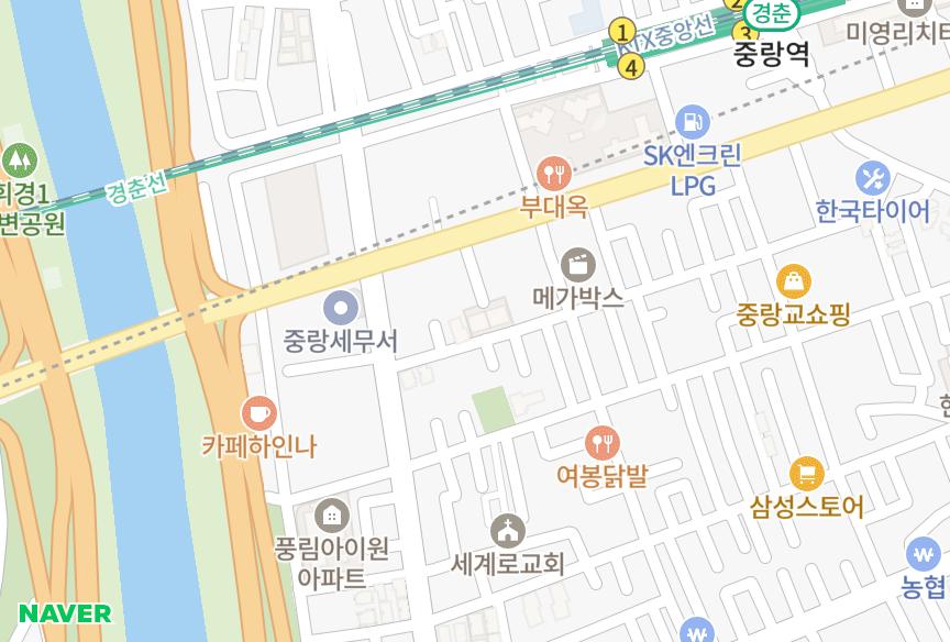 서울특별시 중랑구 상봉동 e-푸른가동 위치·실거래 시세 지도