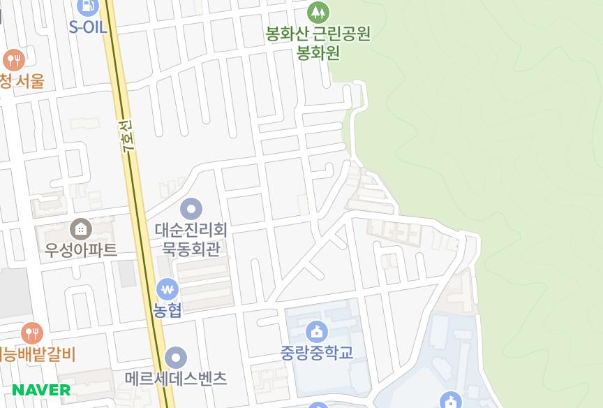 서울특별시 중랑구 묵동 풍산쉐르빌 위치·실거래 시세 지도