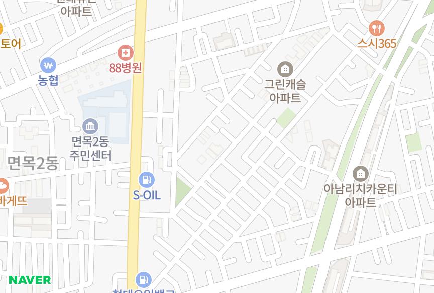 서울특별시 중랑구 면목동 포인트 위치·실거래 시세 지도