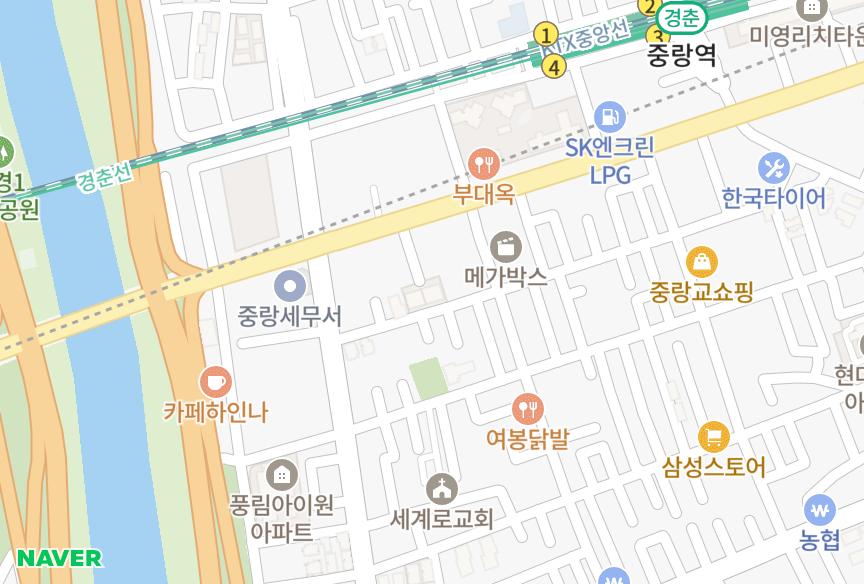 서울특별시 중랑구 상봉동 e-푸른나동 위치·실거래 시세 지도