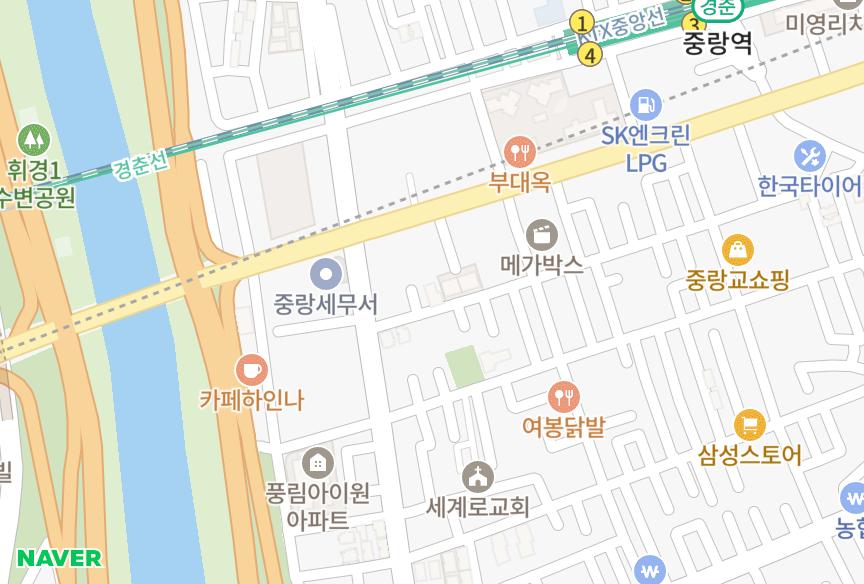서울특별시 중랑구 상봉동 매원 위치·실거래 시세 지도