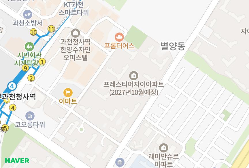 경기도 과천시 별양동 주공4차 위치·실거래 시세 지도