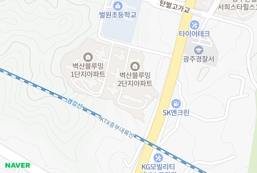 경기도 광주시 탄벌동 벽산블루밍2단지 위치·실거래 시세 지도