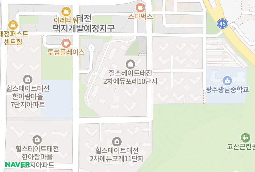 경기도 광주시 태전동 힐스테이트태전2차에듀포레C10BL 위치·실거래 시세 지도