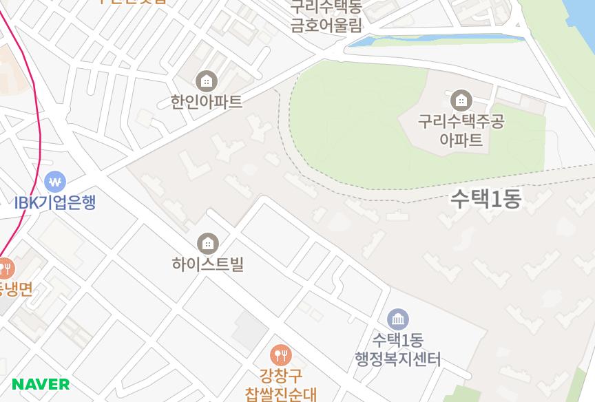 경기도 구리시 수택동 유현아파트1동 위치·실거래 시세 지도