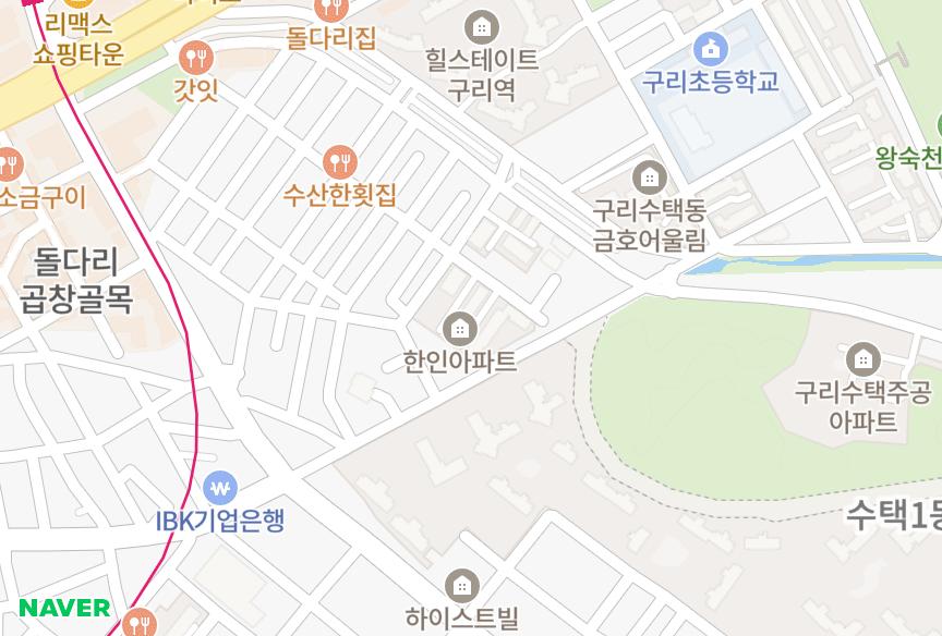 경기도 구리시 수택동 한인 위치·실거래 시세 지도