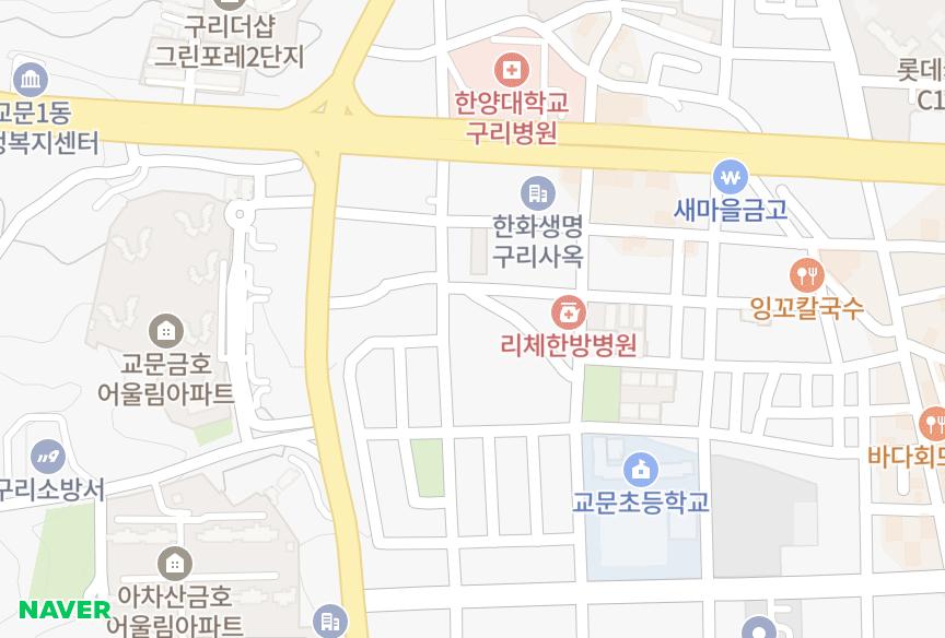 경기도 구리시 교문동 한인 위치·실거래 시세 지도