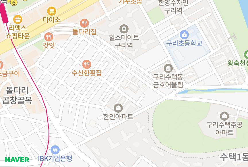 경기도 구리시 수택동 동명 위치·실거래 시세 지도