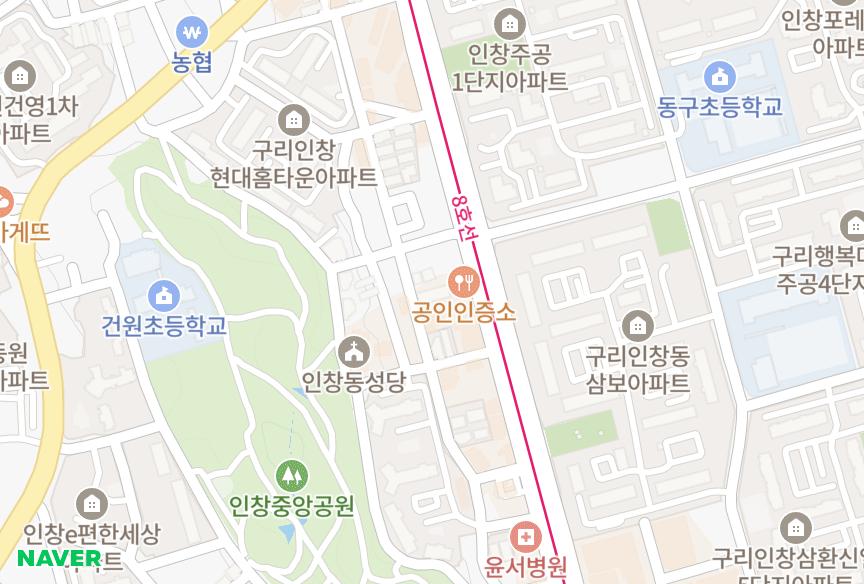경기도 구리시 인창동 비둘기 위치·실거래 시세 지도