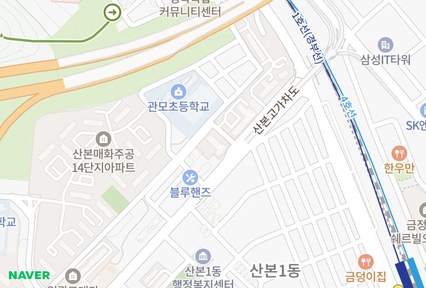 경기도 군포시 산본동 산본에덴다모은정 위치·실거래 시세 지도