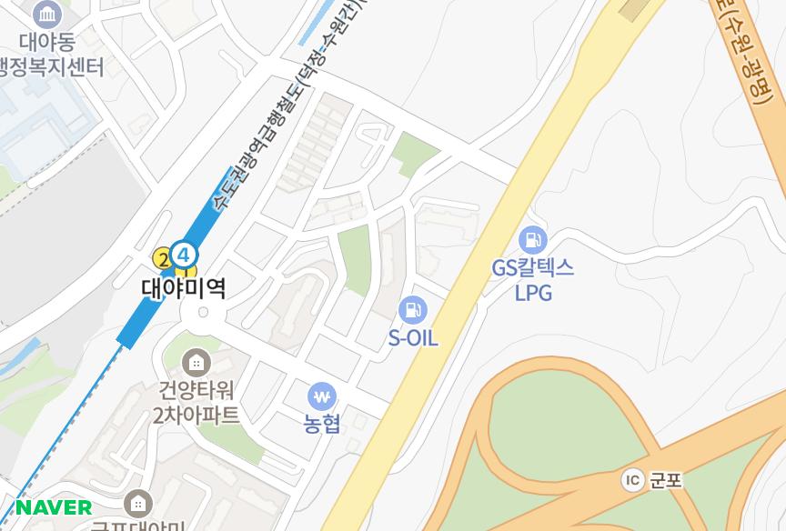 경기도 군포시 대야미동 장안정다운 위치·실거래 시세 지도