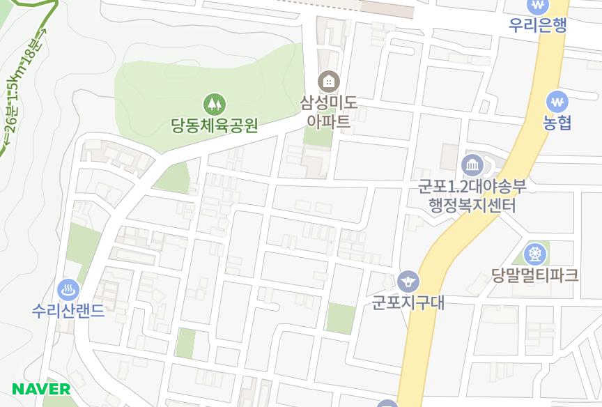 경기도 군포시 당동 우양 위치·실거래 시세 지도