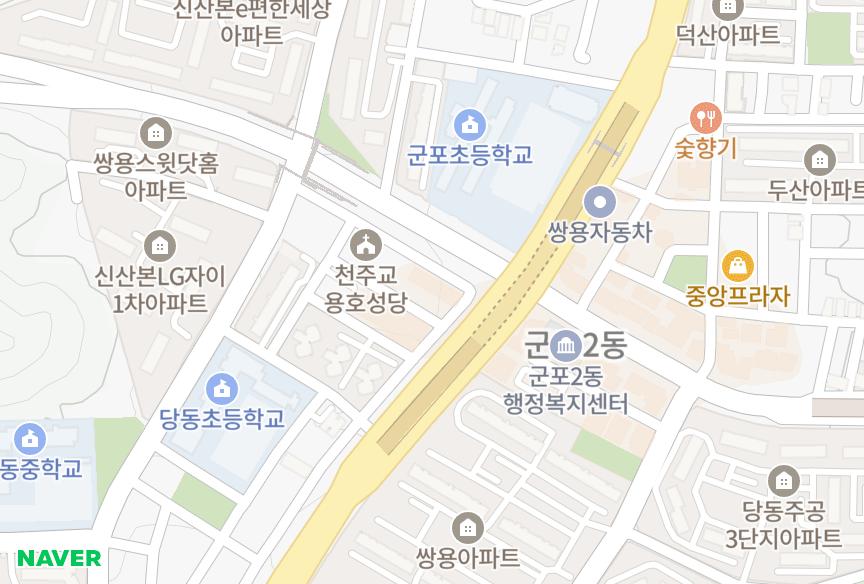 경기도 군포시 당동 홍솔 위치·실거래 시세 지도