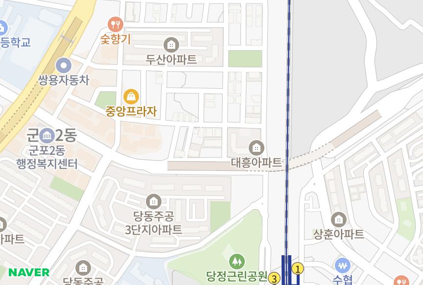 경기도 군포시 당동 효성 위치·실거래 시세 지도