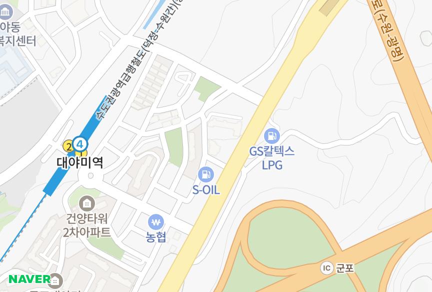 경기도 군포시 대야미동 미영팰리스 위치·실거래 시세 지도