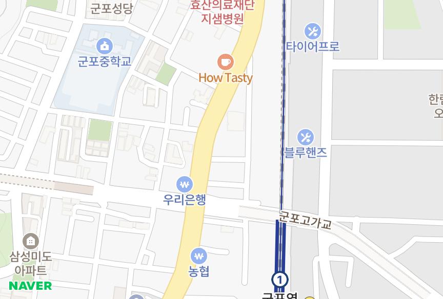 경기도 군포시 당동 상훈휴팰리스 위치·실거래 시세 지도