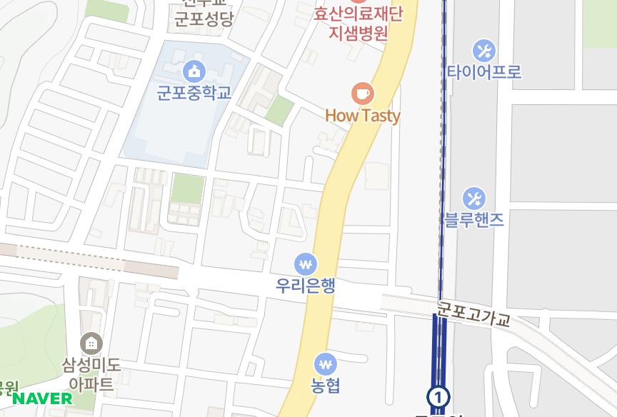 경기도 군포시 당동 동서노블레스 위치·실거래 시세 지도