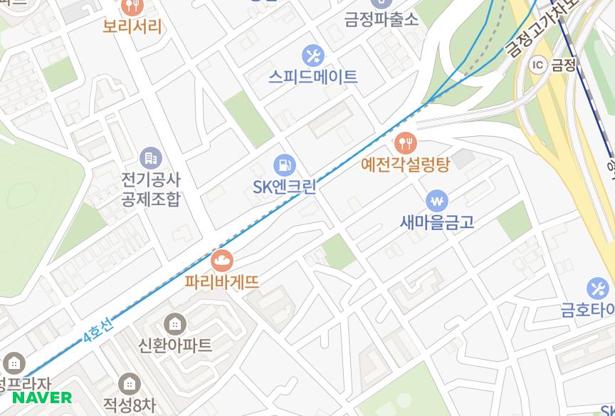 경기도 군포시 금정동 대경 위치·실거래 시세 지도
