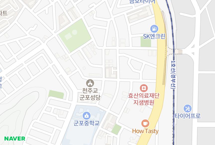 경기도 군포시 금정동 주영리치빌102차 위치·실거래 시세 지도