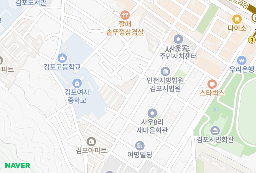 경기도 김포시 사우동 태산 위치·실거래 시세 지도