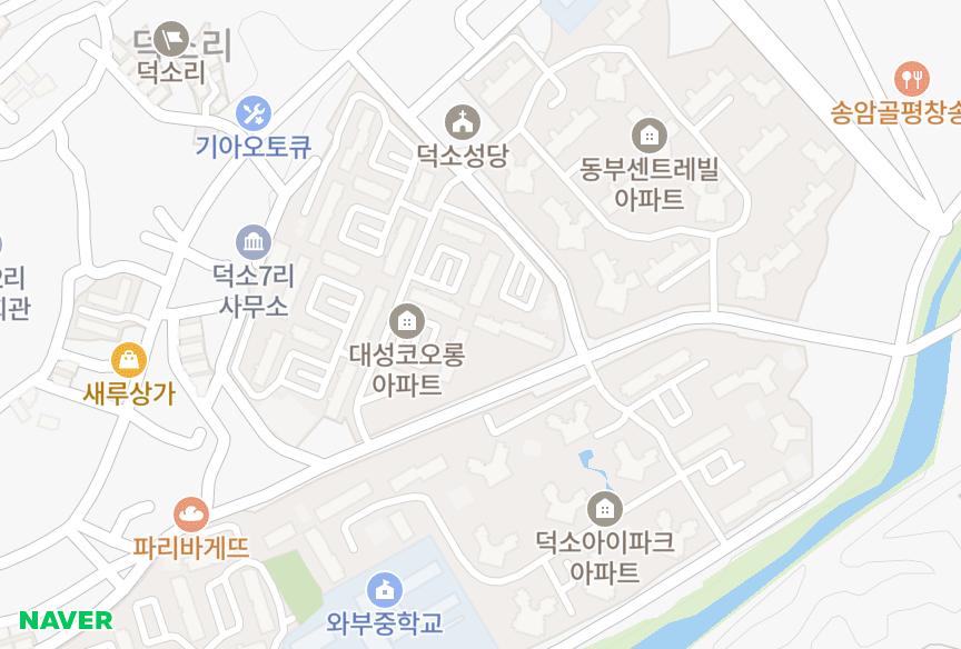 경기도 남양주시 와부읍 덕소리 강산마을코오롱대성107동 위치·실거래 시세 지도