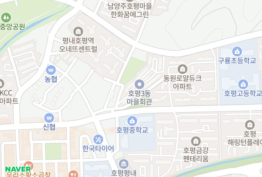 경기도 남양주시 호평동 남양 위치·실거래 시세 지도