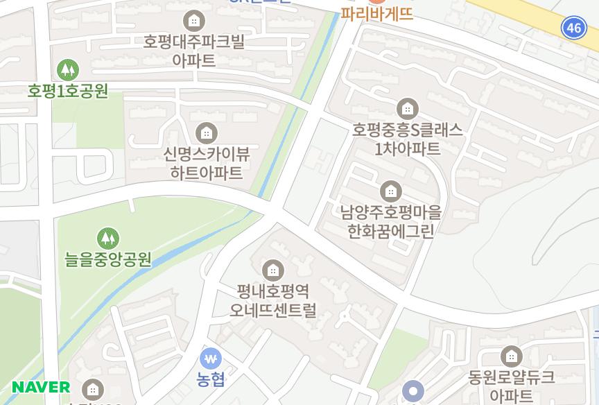경기도 남양주시 호평동 로제카운티 위치·실거래 시세 지도