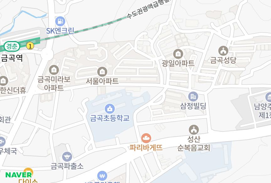 경기도 남양주시 금곡동 한양 위치·실거래 시세 지도