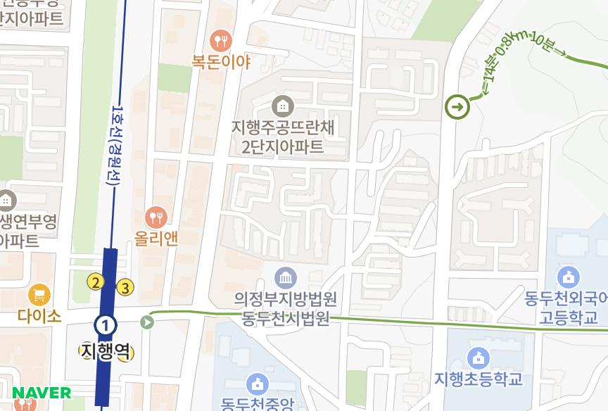경기도 동두천시 지행동 지행현대1차 위치·실거래 시세 지도