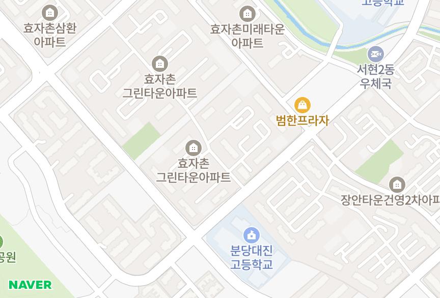 경기도 성남시 분당구 서현동 효자촌대우대창 위치·실거래 시세 지도