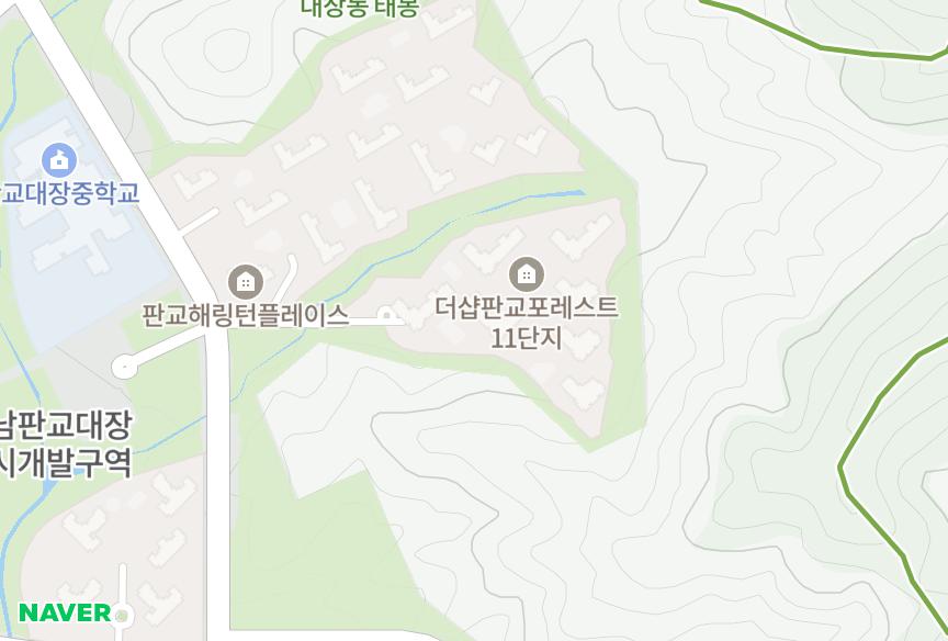 경기도 성남시 분당구 대장동 판교더샵포레스트11단지 위치·실거래 시세 지도