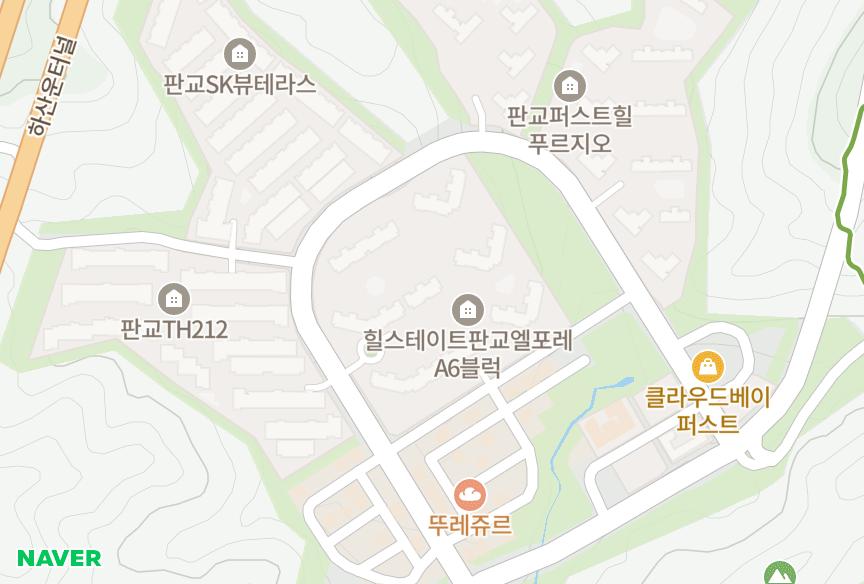 경기도 성남시 분당구 대장동 힐스테이트판교엘포레A6BL 위치·실거래 시세 지도