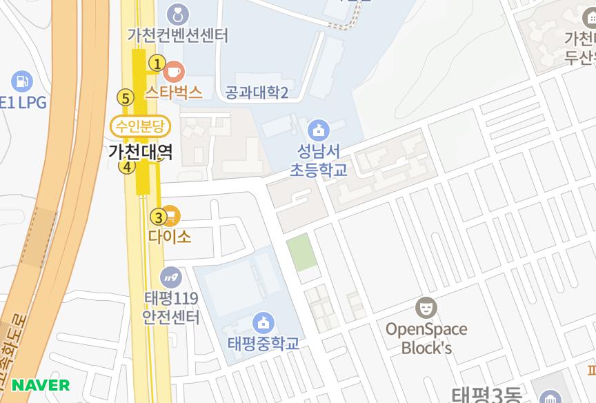 경기도 성남시 수정구 태평동 가천대역동부센트레빌2단지 위치·실거래 시세 지도
