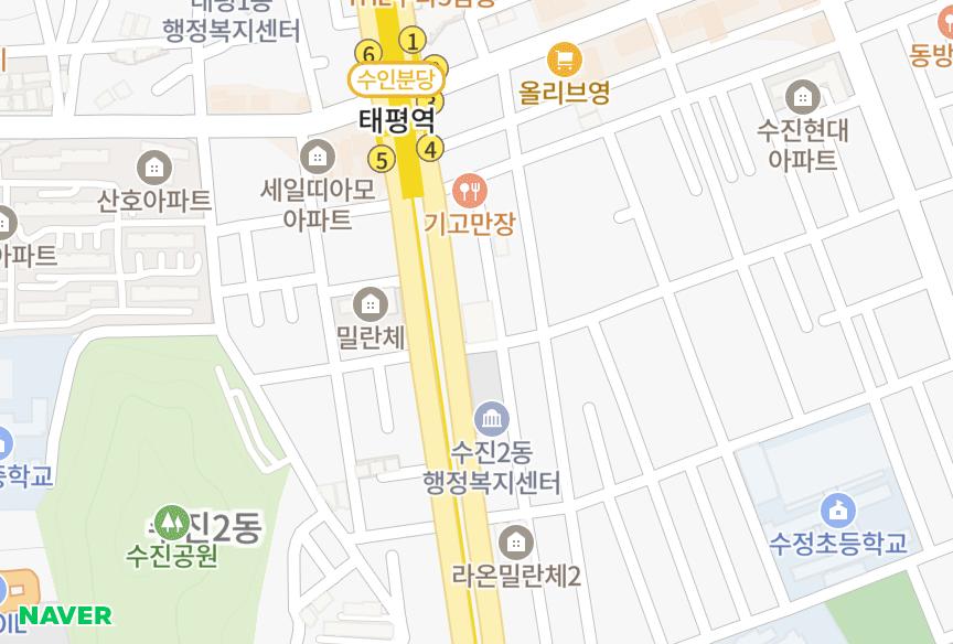 경기도 성남시 수정구 수진동 와이엠프라젠 위치·실거래 시세 지도