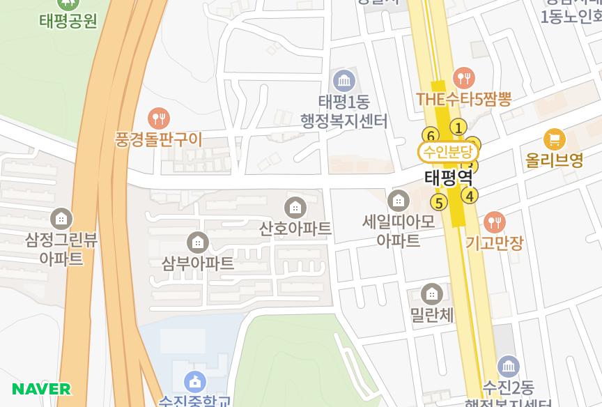 경기도 성남시 수정구 수진동 산호 위치·실거래 시세 지도