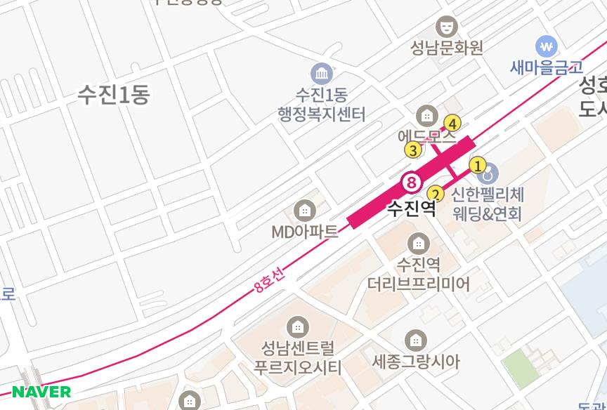 경기도 성남시 수정구 수진동 엠디 위치·실거래 시세 지도