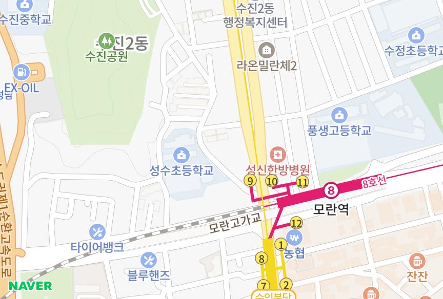 경기도 성남시 수정구 수진동 모란아이하우스 위치·실거래 시세 지도