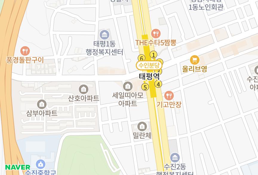 경기도 성남시 수정구 수진동 세일띠아모 위치·실거래 시세 지도
