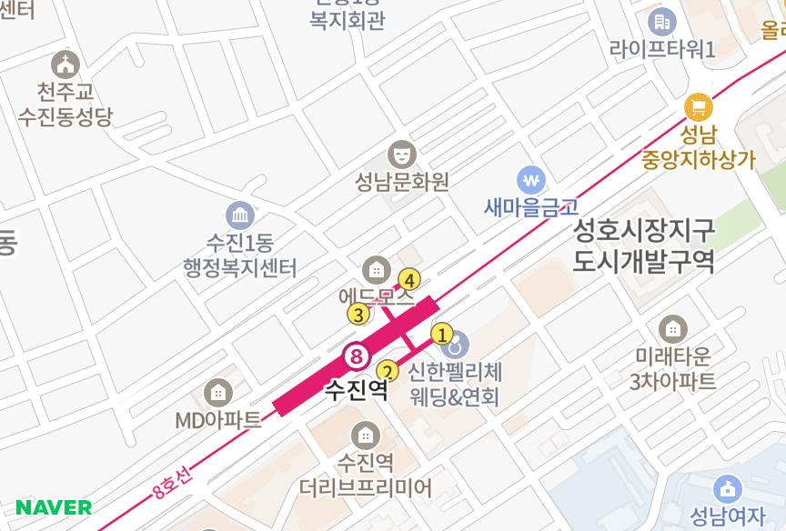 경기도 성남시 수정구 신흥동 에드모스 위치·실거래 시세 지도