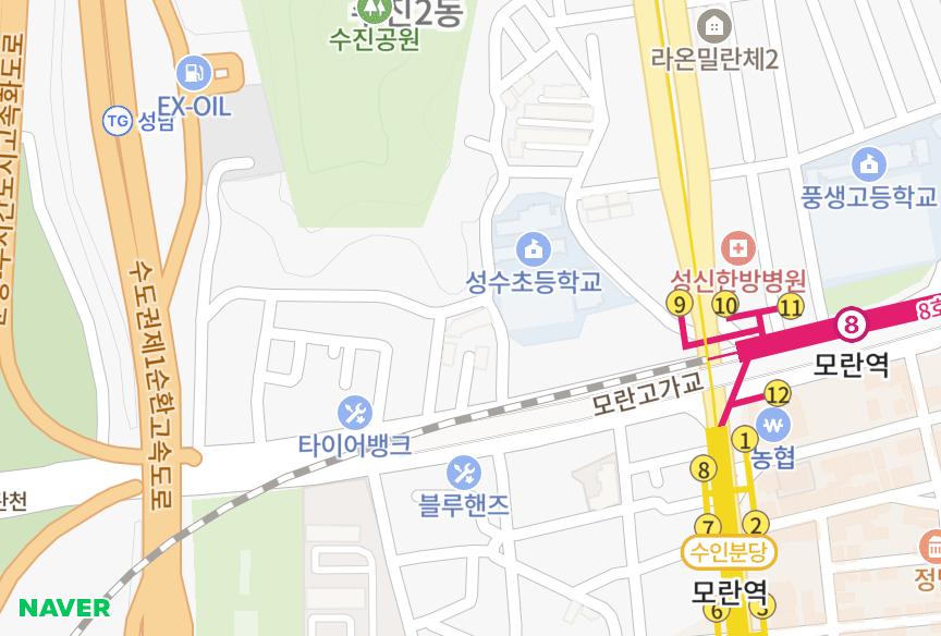 경기도 성남시 수정구 수진동 모란수정빌 위치·실거래 시세 지도