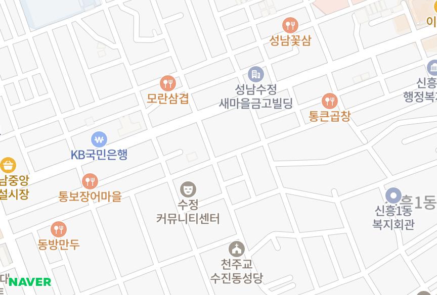 경기도 성남시 수정구 신흥동 미래타운 위치·실거래 시세 지도